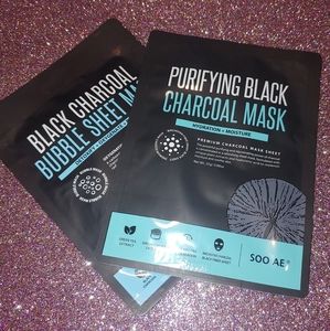 $5 SOO'AE BLACK CHARCOAL BUBBLE SHEET MASK Set DETOXIFY OXYGENATE RADIANCE